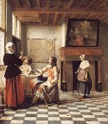 Pieter de Hooch An Interior,with a Woman Drinking with Two Men,and a Maidservant oil painting picture wholesale